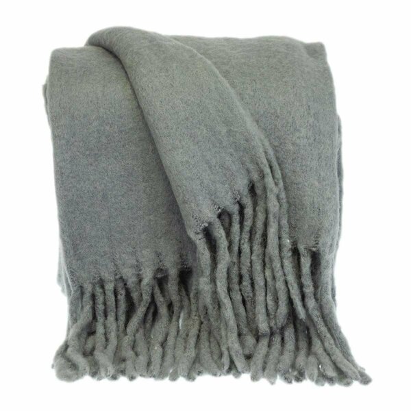 Homeroots Super Soft Gray Soft Solid Color Handloomed Throw Blanket 402915